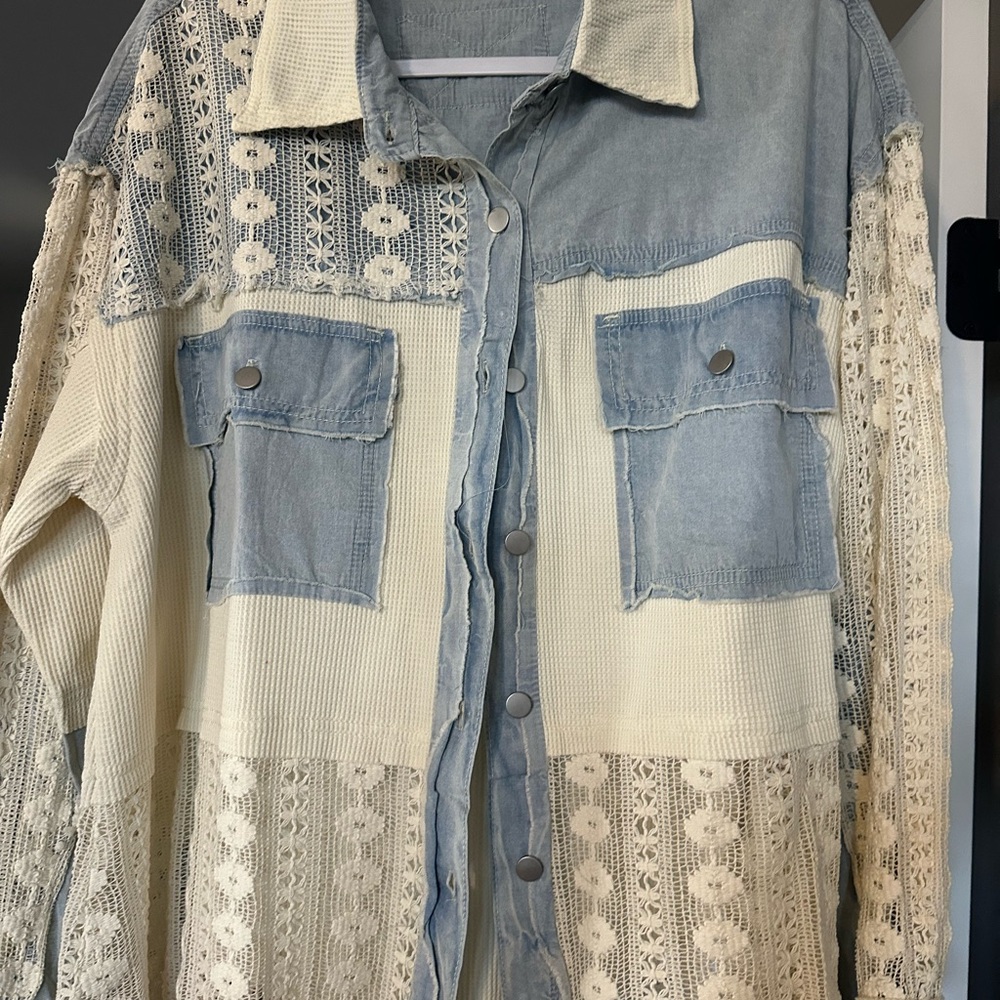 POL Blue and Cream Button Down Shirt